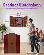 Electronic Dart Board with Cabinet Set, Dartboard with 8-Player Color Light | 3 Large LCD Displays with 34 Games, Automatic Scoring, 12 Darts+100 Tips, Great Gift for Man Cave Game Room Home Bar