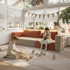 Acanva Modular Kids Play Couch for Playroom Bedroom, Children Sectional Sofa Bed, Toddler Furniture, Convertible Floor Cushion, Mix-Color