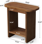 Genuine Solid Wood Side Table, H-Shaped 2-Tier End Table with Storage Shelf, Farmhouse Narrow Nightstand for Living Room, Bedroom, Couch & Armchair, Easy 30-Minute Assembly, Natural Brown