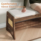 Shoe Rack Bench with Flip-Top Storage, 35.4" W x 15.7" H Solid Wood Entryway Bench Shoe Organizer with Cushion Side Hooks for Front Door Entrance Hallway Foyer Closet Living Room Bedroom