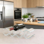 Wine Rack Countertop, Wine Rack for Inside Cabinet, Acrylic Wine Holder, Wavy Wine Bottle Holder for Cabinet Pantry Home Kitchen (2 Tiers - 7 Bottles)