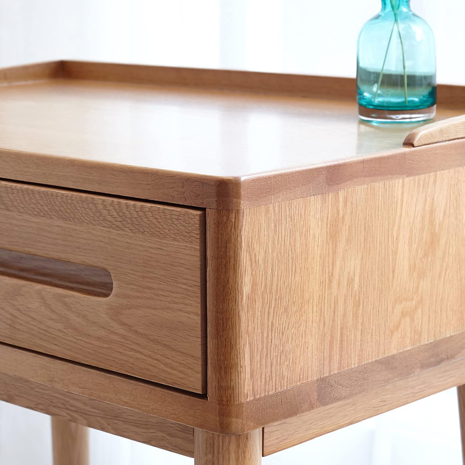 GDFStudio Solid Wood Bistro Dresser Table,Compact Storage Desk with Drawer,Easy Assembly Natural Wood Multi-Functional Table for Small Spaces,23.62" W Oak