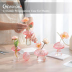 Glasseam Pink Glass Mushroom Vase: Cute Small Flower Vase Set of 10 Unique Mini Bud Vases for Centerpieces Decorative Vases for Flowers Funky Plant Vase Decor