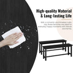 AWQM Table Bench, Pair of 2, Dining Bench, Thickened Steel Frame, Wood Bench, Industrial Style, for Kitchen and Dining Room, 12''Dx38.5''Wx17''H, Rustic Black