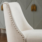 Kmax Fabric Dining Chairs Set of 2 Upholstered Side Chairs Farmhouse Accent Chairs with Nailhead Wood Legs for Dining Room Guest Room Restaurant, Cream
