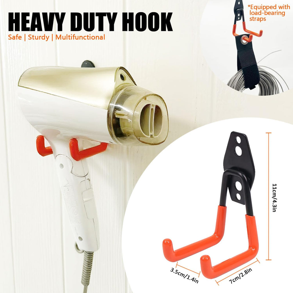 Heavy Duty Garage Storage Hooks, 2 Pack Utility Steel Garage Tool Organizer Wall Mount for Hanging Power and Garden Tools Ladders Hoses Bikes Ropes & Bulk Items
