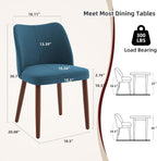 Dining Chair Set of 4, Linen Upholstered Dining Chair with Wood Legs, Wing Backrest, Wooden Kitchen Chair, Kitchen Chairs with Thick Cushions for Dining Room, Living Room, Blue