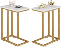 VECELO Universal C-Shaped Side Table, Multi-Functional Snack & TV Tray for Living Room, Bedroom, Gold (2 Set)