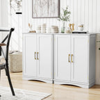 Tangkula Bathroom Floor Storage Cabinet, 31.5" H Freestanding Pantry Cabinet with 2 Doors and Adjustable Shelves, Kitchen Cupboard for Living Room, Dining Room, Bathroom (White, 31.5" H)