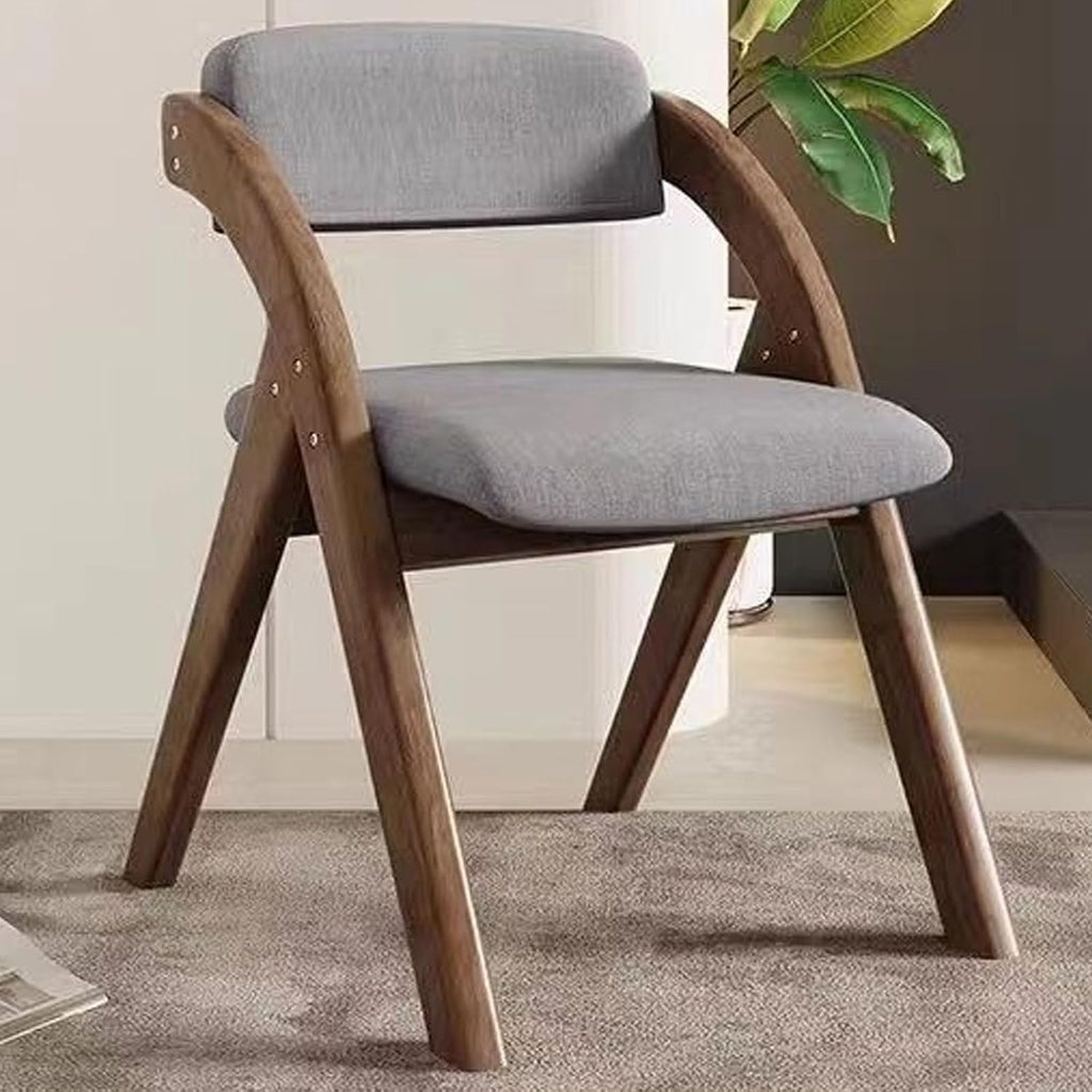Chair, Wooden Folding Chairs with Cushion, Non-Assembly Design, Linen Fabric Padded Seat for Party Picnic Dining(Walnut Beige)