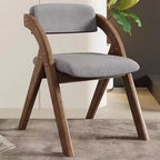 Chair, Wooden Folding Chairs with Cushion, Non-Assembly Design, Linen Fabric Padded Seat for Party Picnic Dining(Walnut Beige)