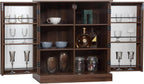 FOREST GRAVITY 34.6 inch Kitchen Pantry Storage Cabinet with 6 Built-in Racks for Better Storage, Modern Pantry Cabinet with Adjustable Shelves and Glass Doors,Wind Red