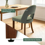 Wooden Dining Chairs Set of 6, Upholstered Kitchen Chairs with Walnut Wood Legs and Curved Linen Fabric Backrest, Modern Farmhouse Dining Room Chairs for Kitchen & Restaurant, Green