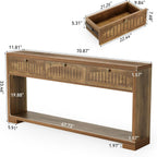 LITTLE TREE Long Entryway Table with 3 Drawers, 70 Inches Farmhouse Console Table for Entry, Behind Sofa, Foyer, Hallway, Behind Couch, Entrance with 2-Tier Storage Shelves, Rustic Brown