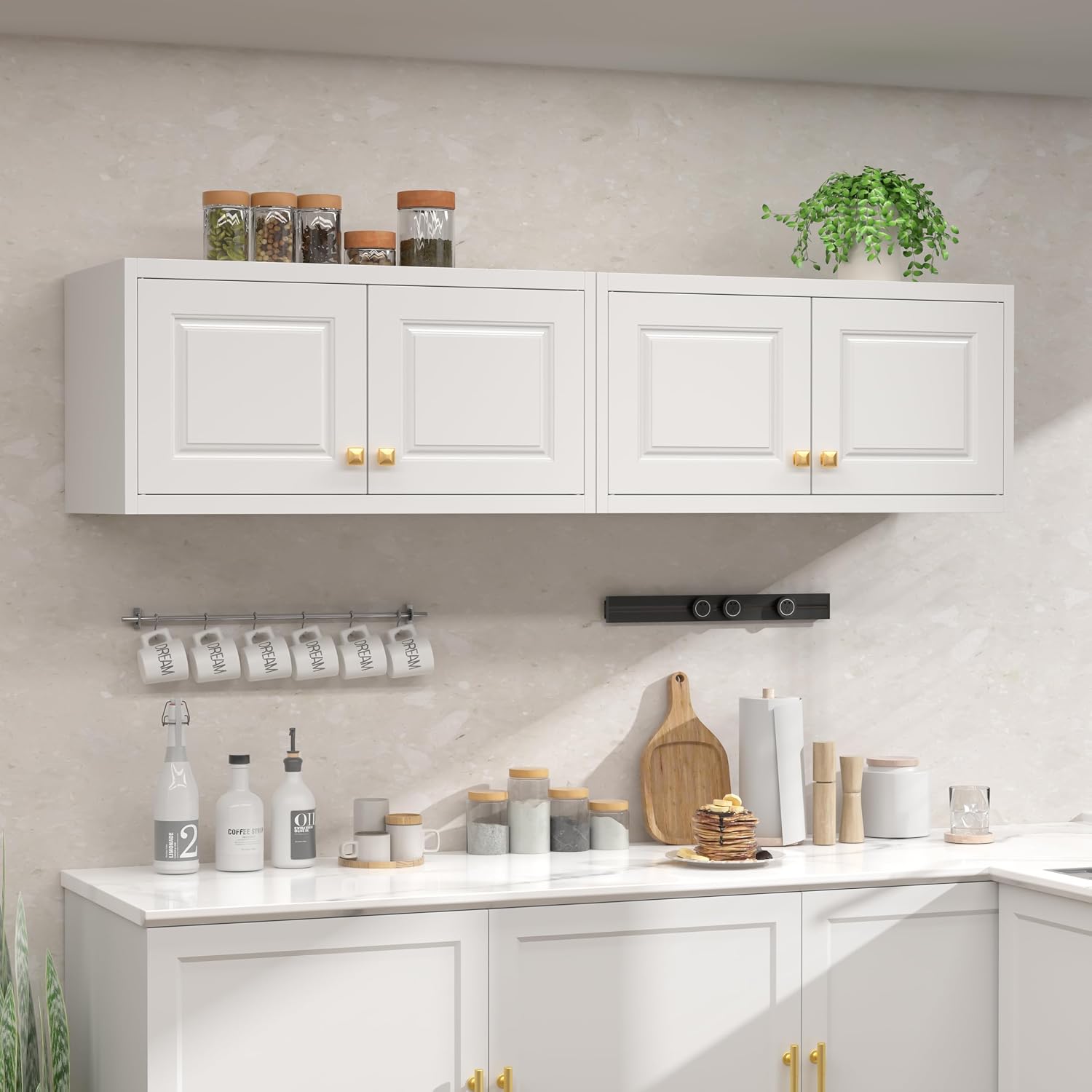 UNICOLY 15.74" H Wall Mounted Storage Cabinet, Kitchen Pantry Cabinet, Small Hanging Cabinet for Dining Room, Bathroom, Laundry Room Alacena para Cocina, Assembly Required, White