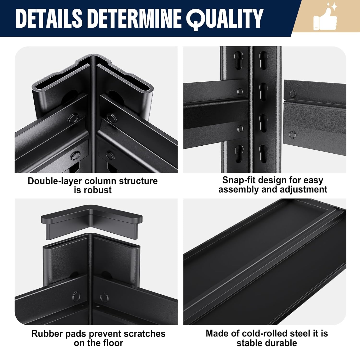 Heavy Duty Metal Garage Shelving Unit, 71.2" H x 35.4" W x 16" D, 5-Tier Adjustable Storage Shelves for Garage Storage, Standing Shelf Unit & Shelves Organizer for Home, Warehouse, Workshop
