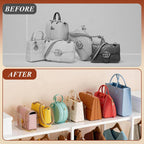 Clear Purse Organizer for Closet, Adjustable Purse Storage Handbag Storage Shelf Dividers, 2 Set Plastic Clutch Dividers for Closet Organizers Perfect for Purse Handbag Books