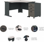 Bush Business Furniture Series A 48W Corner Desk with Mobile File Cabinet in Slate and White Spectrum