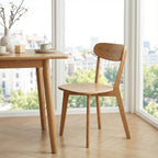 100% Solid Wood Dining Chairs,Mid Century Modern Dining Chairs with Rounded Backrest,Kitchen,Dining Room Chairs Set of 1/2/4 (1, Natural Color)