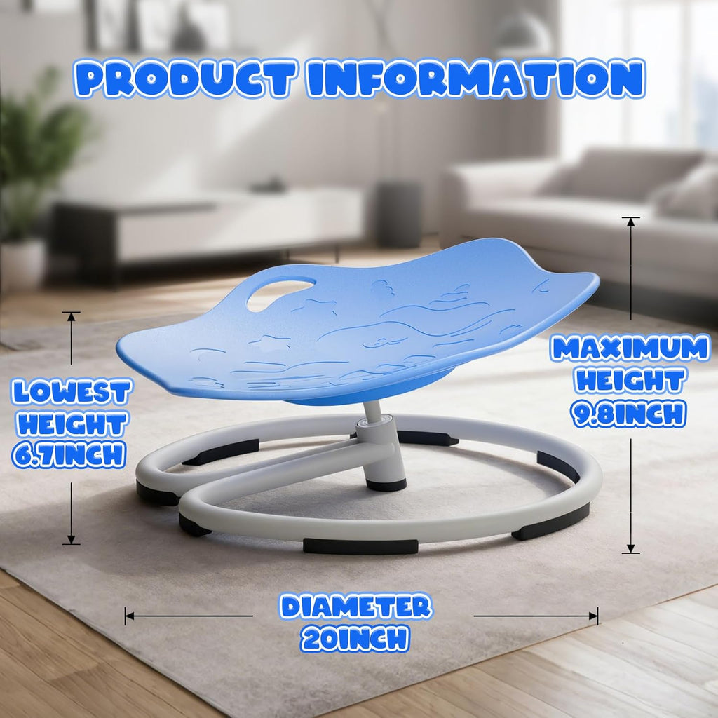 Spinning Chair for Autistic Kids, Sensory Swivel Chairs, Sit and Spin Sensory Toys with Grippable Handle Design, Trains Body Coordination, Autism ADHD Chairs Indoor Outdoor Play Equipment (Blue)