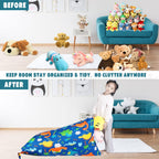 LOLOMLO Stuffed Animal Storage Bean Bag Chair Cover, Cotton Blue Dinosaur Plush Toy Storage Stuff and Sit Seat for Kids/Teens/Adults, 52" x 31" Extra Large Triangle Floor Sofa, 200L/52Gal, Cover Only