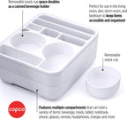 Copco Home Office Caddy Lazy Susan Organizer with Removable Snack Cup and Drawer - Desktop Turntable Storage for Snacks, Tablets, Phones, Remotes, Headphones - 10 x 8.5 x 4.5 Inches