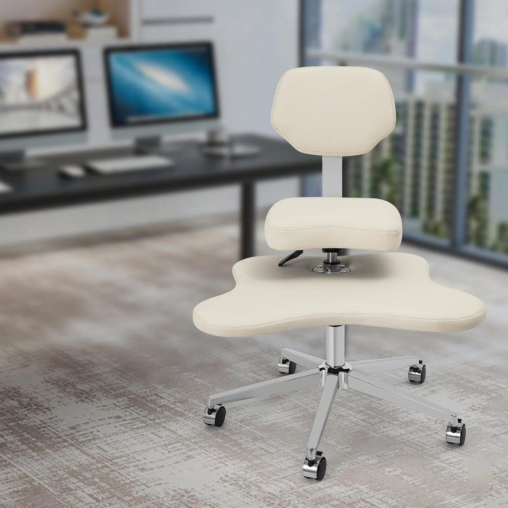 Cross Legged Chair, Adjustable Meditation Chair with Wheels, 360° Swivel Seat & Footrest for Yoga Office