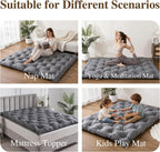 SHOUREN Japanese Futon Mattress Floor Mattress 3" Tatami Mat,Shredded Memory Foam Foldable Roll Up and Portable Sleeping Pad Suitable for Camping,Guest Room,Grey 39"X80" Twin Size