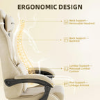 Gaming Chair Racing for Adult, Office Chair with Footrest Massage Lumbar Cushion, Velvet Fabric Reclining Video Game Chairs, Ergonomic Computer Chairs Height Adjustable, for Home Streaming, Beige