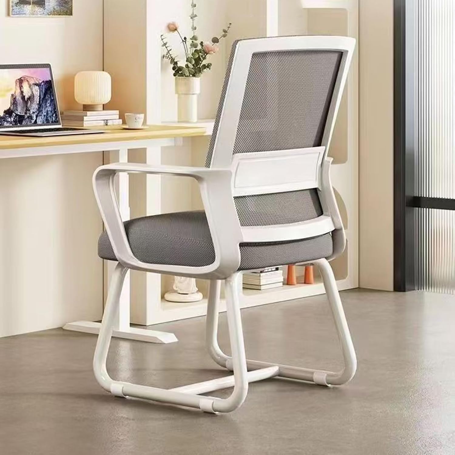 Ergonomic Office Chair with Mesh Back, Office Chairs with Lumbar Support, Computer Desk Chair for Home, Study or Work (White, 1PK)