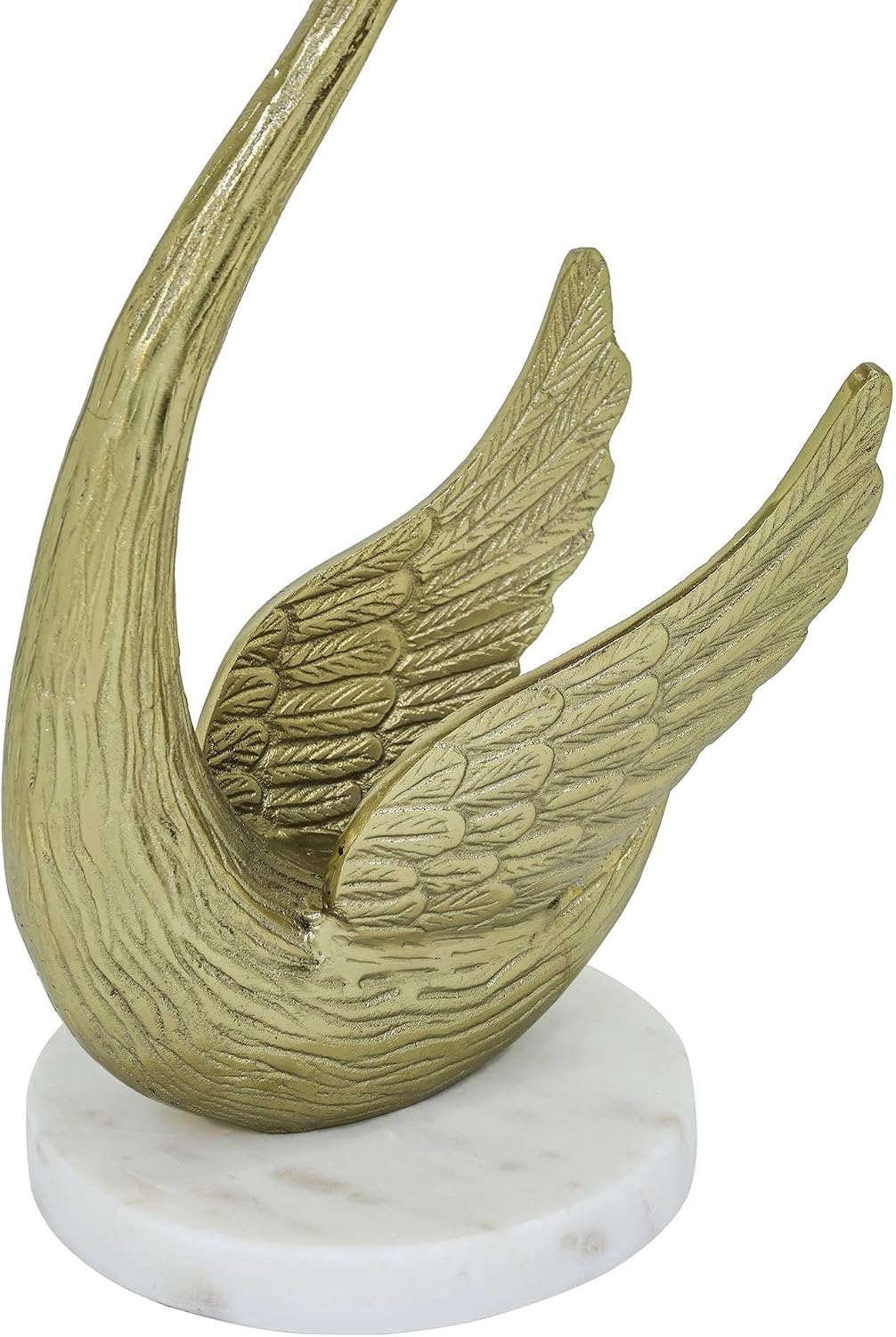 Swan Side Table with White Marble Top | Decorative Sculptural End Table | Aluminum Base | Gold Accent Table for Living Room | 16x16x23.75