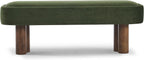 Christopher Knight Home Damas Fabric Upholstered Dining Bench, Wooden Entryway Bench, Long Sofa Footstool for Living Room, Bedroom End of Bed Bench, Olive Green+Walnut