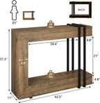iPormis 42.5-Inch Console Table for Entryway, 2-Tier Sofa Table Behind Couch, Wood Entry Table with Storage & Metal Lines Base for Living Room, Hallway, Foyer, Rustic Brown