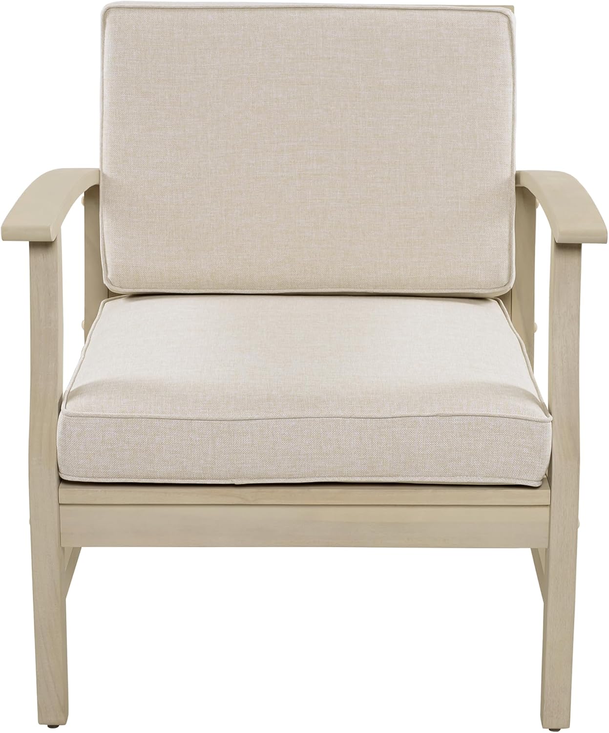 Christopher Knight Home Perla Acacia Wood Lounge Chair Outdoor Set of 2 with Removable Cushion, Wooden Patio Accent Chair, Patio Garden Comfy Reading Chair, Sand/Beige