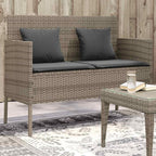 Gray Poly Rattan Patio Storage Bench with Cushions, PE Rattan Outdoor Seating with Waterproof Bag and Gas Spring