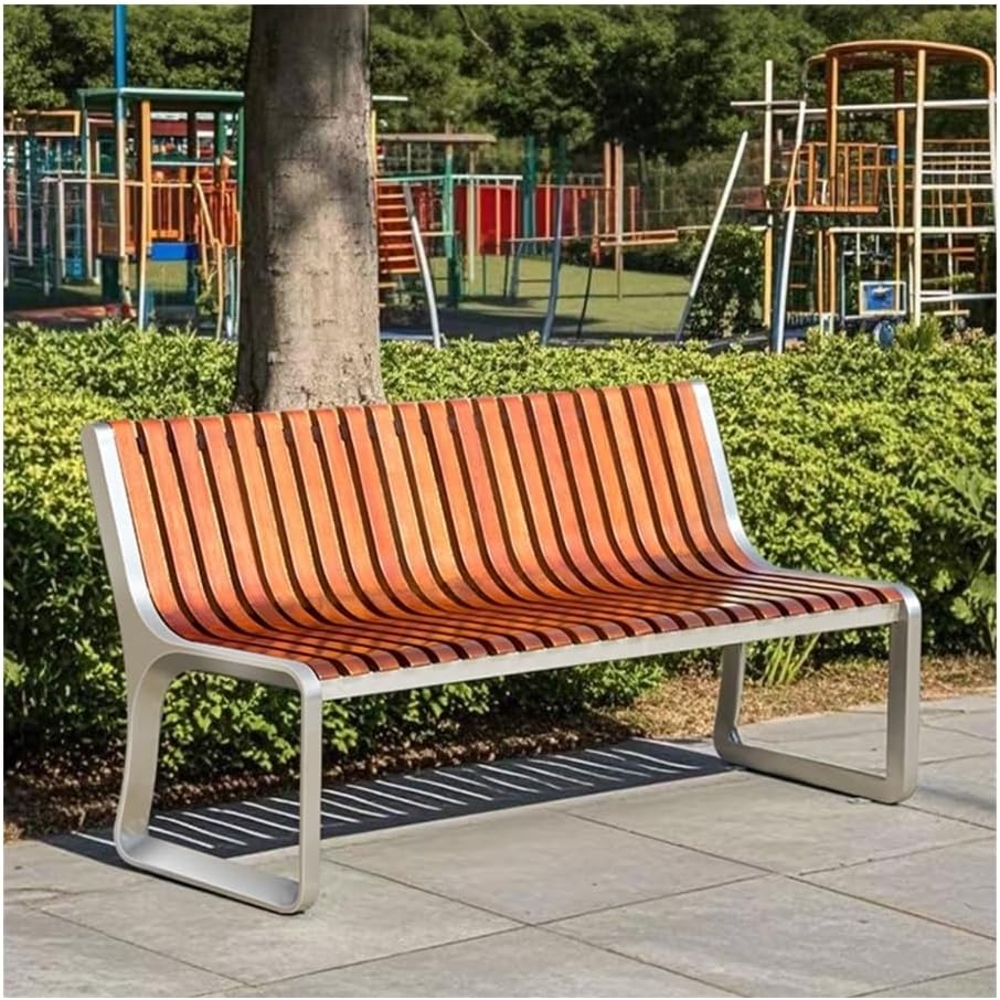 Outdoor Bench, Wood Backrest Park Bench, 2-Person Outdoor Leisure Seating for Park & Residential Garden Bench(180cm)