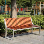 Outdoor Bench, Wood Backrest Park Bench, 2-Person Outdoor Leisure Seating for Park & Residential Garden Bench(180cm)