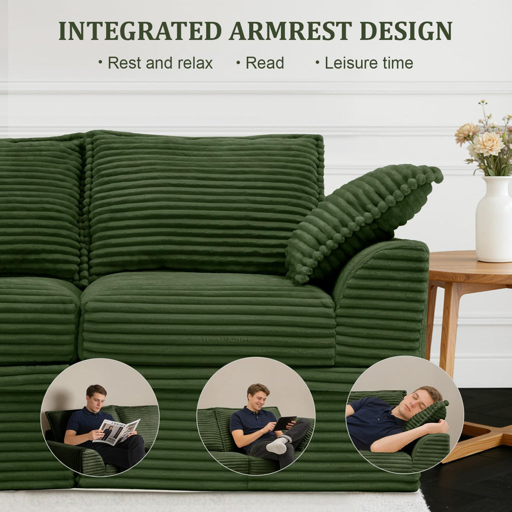 Upgrade Boneless Couch with Storage, Extra Deep&High Seat Modular Sectional Sofa 4 Seater U Shaped Cloud Couch with Ottoman, Tool-Free Assembly Sectional Couches for Living Room