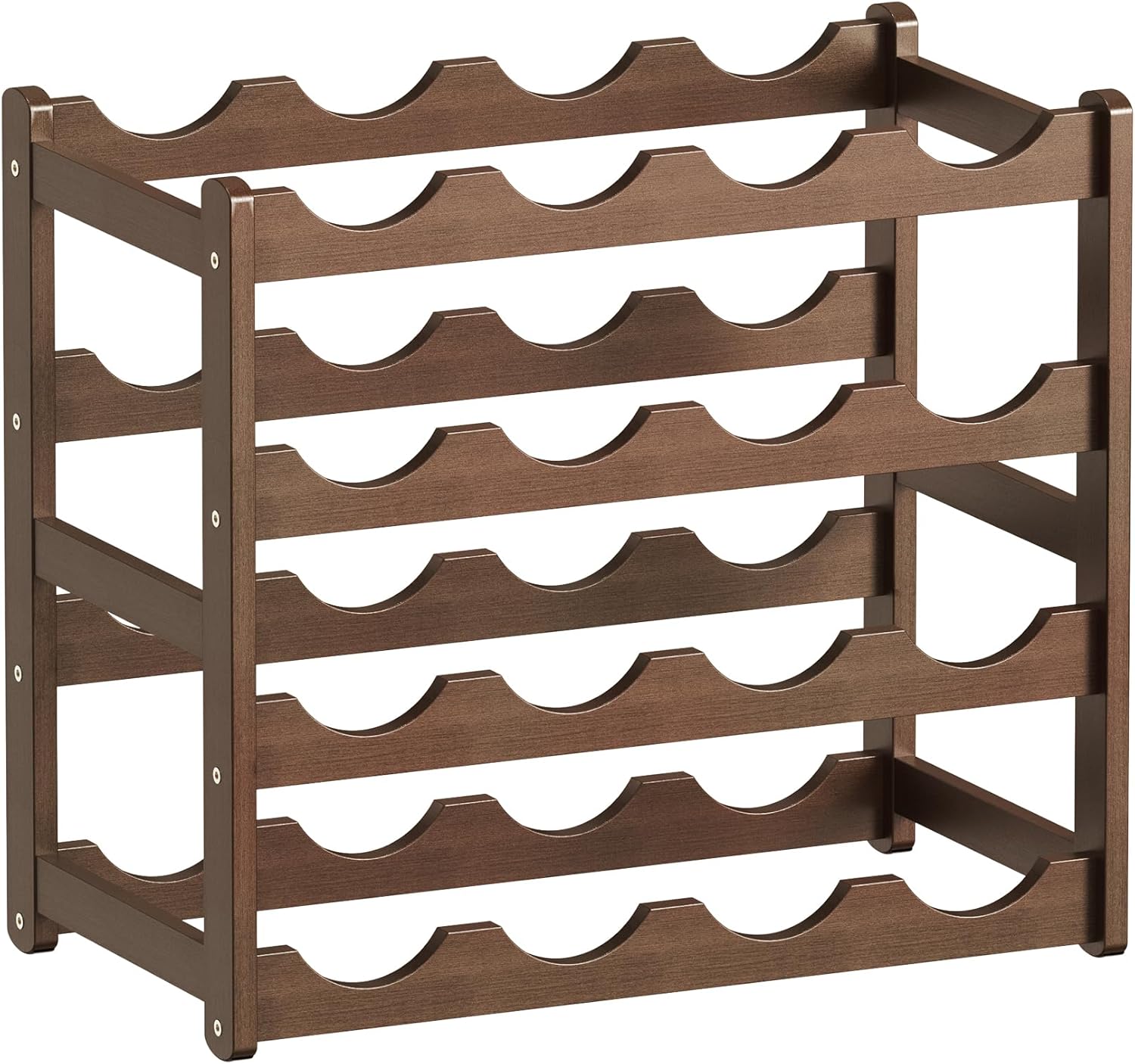 Wine Rack 16-Bottle Capacity, Space-Saving Countertop Wine Storage Organizer – Sturdy Bamboo Wine Holder for Kitchen, Bar,Cabinets & Pantry, Easy Access & Clutter-Free Organization(4-Tiers)