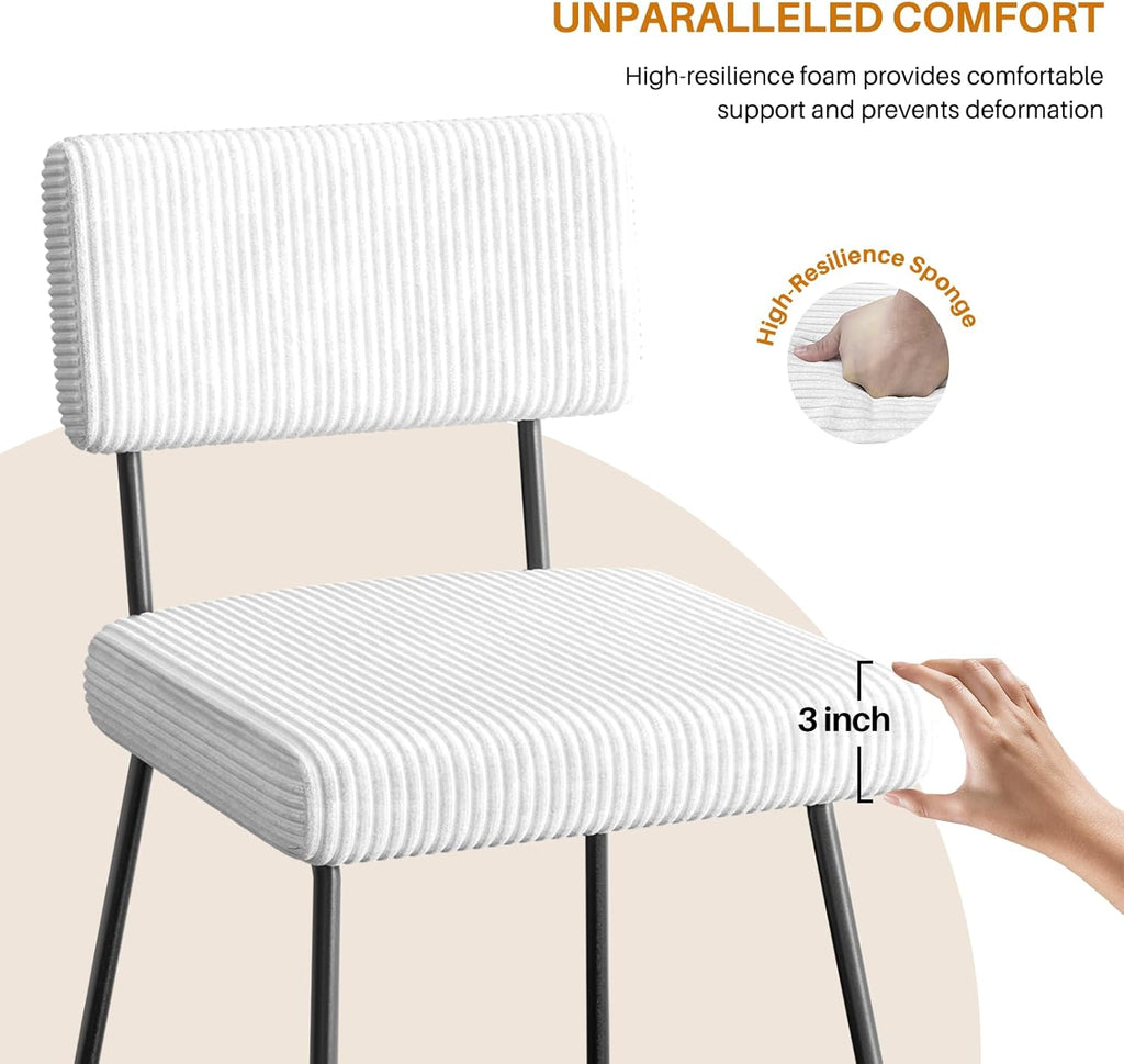 Dining Chairs Set of 2, Upholstered Velvet Dining Room Chairs Kitchen Chairs with Thick Cushion, Soft Backrest, Metal Legs, Modern Accent Side Chair for Home Living Room Bedroom, White