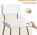 Dining Chairs Set of 2, Upholstered Velvet Dining Room Chairs Kitchen Chairs with Thick Cushion, Soft Backrest, Metal Legs, Modern Accent Side Chair for Home Living Room Bedroom, White