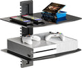 WALI Floating TV Shelf, 2 Tier Glass Projector Shelf for DVD Players, Routers, Game Consoles, Cable Boxes, Living Room Decor, Wall Mount Shelves Hold Up to 17.6lbs (CS202B), 2-Shelf, Black