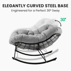 JEAREY Outdoor Papasan Rocking Chair, Oversized Patio Rocker, Comfy Egg Chair for Bedroom, Living Room, Garden, Porch, Lawn, Grey