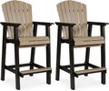Signature Design by Ashley Fairen Trail 30" HDPE Durable Outdoor Barstool, 2 Count, Black & Brown