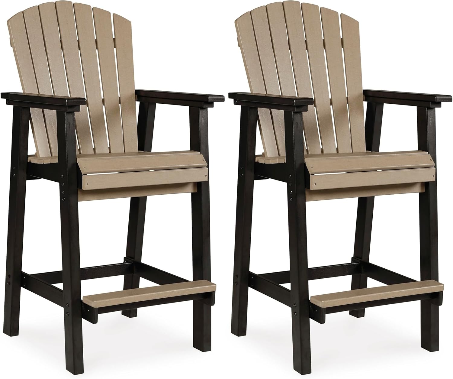 Signature Design by Ashley Fairen Trail 30" HDPE Durable Outdoor Barstool, 2 Count, Black & Brown
