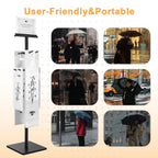 Wet Umbrella Bag Stand with 400 Bags, Dual Size Disposable Bags | Metal Holders for Magnetic Signs, Commercial Wet Bag Wrapper Holder Indoor Entryway