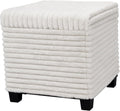 ABHENG 17.7 inches Faux Fur Ottomans Cube with Legs, Metal Framed Vanity Stool Chair Storage Ottoman Foot Rest Stool, Holds 770 LB for Dorm Living Room Bedroom White UASND644W