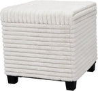 ABHENG 17.7 inches Faux Fur Ottomans Cube with Legs, Metal Framed Vanity Stool Chair Storage Ottoman Foot Rest Stool, Holds 770 LB for Dorm Living Room Bedroom White UASND644W