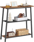 HOOBRO Narrow Console Table, 3-Tier Small Entryway Table with Storage Shelves, Behind Couch Sofa Table, Hallway Table for Entryway, Foyer, Hallway, Living Room, Rustic Brown and Black BF62XG01