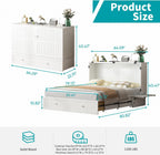 BALUS Queen Murphy Bed, Cabinet Murphy Bed with Large Storage Drawer-White | USB Charing Station, Spacious Drawer, Space Saving, Queen Bed Frame